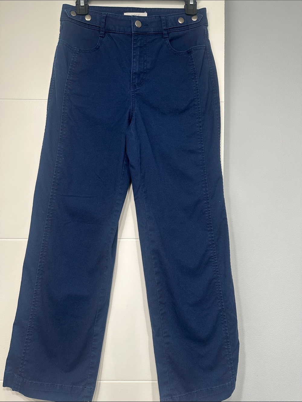 LOFT Indigo Blue High-Rise Pants with Metal Button